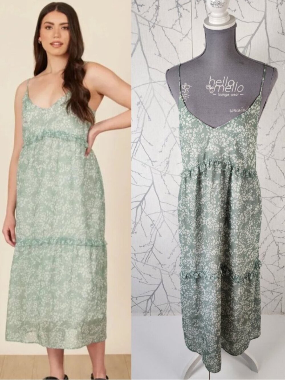 Park & Fifth Ditsy Floral Strappy Ruffle Tiered Jericho Dress